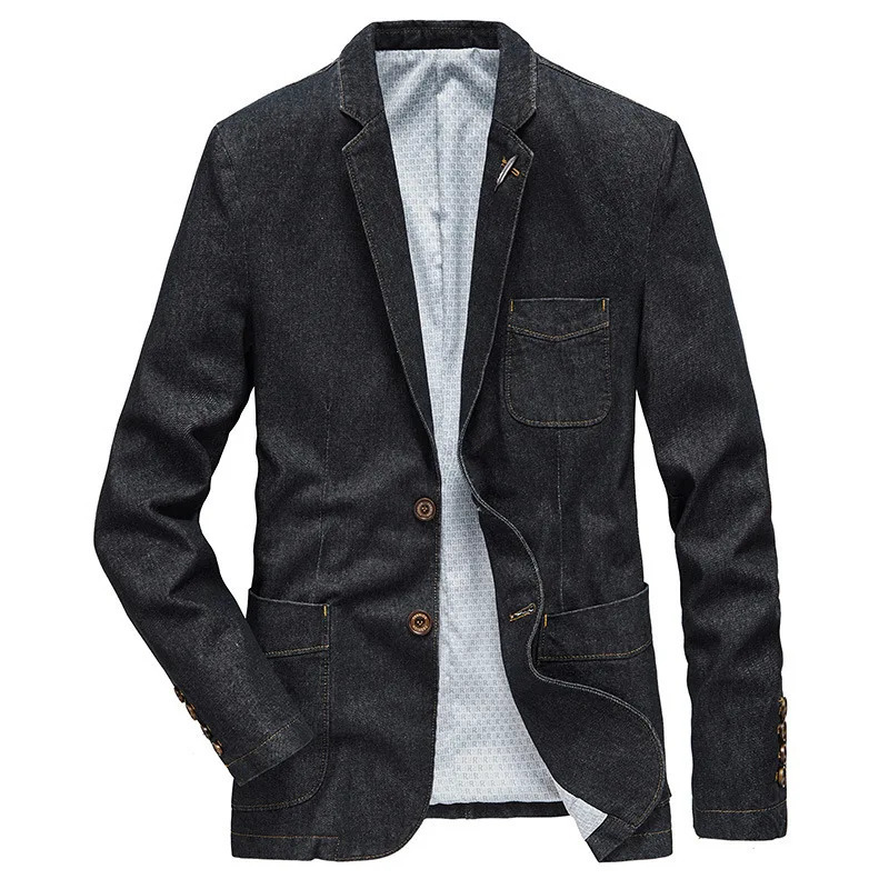 Spring and Autumn Youth Slim Suit Coat Casual Loose Business Mens Jacket Denim Jacket 250614