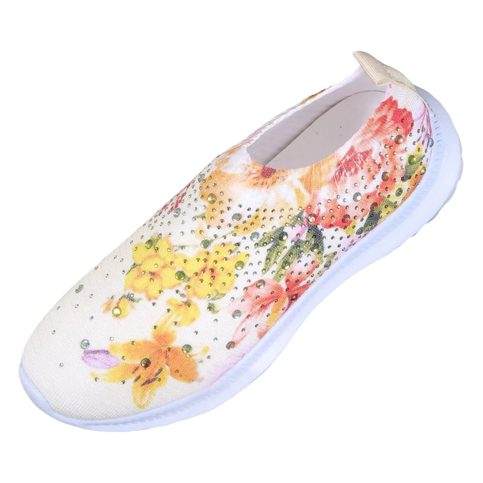 Casual Large Vulcanized Shoes For Women Running Flower Rhinestones Fashion Breathable Vulcanized Shoes Outdoor Hiking Sneakers 250610