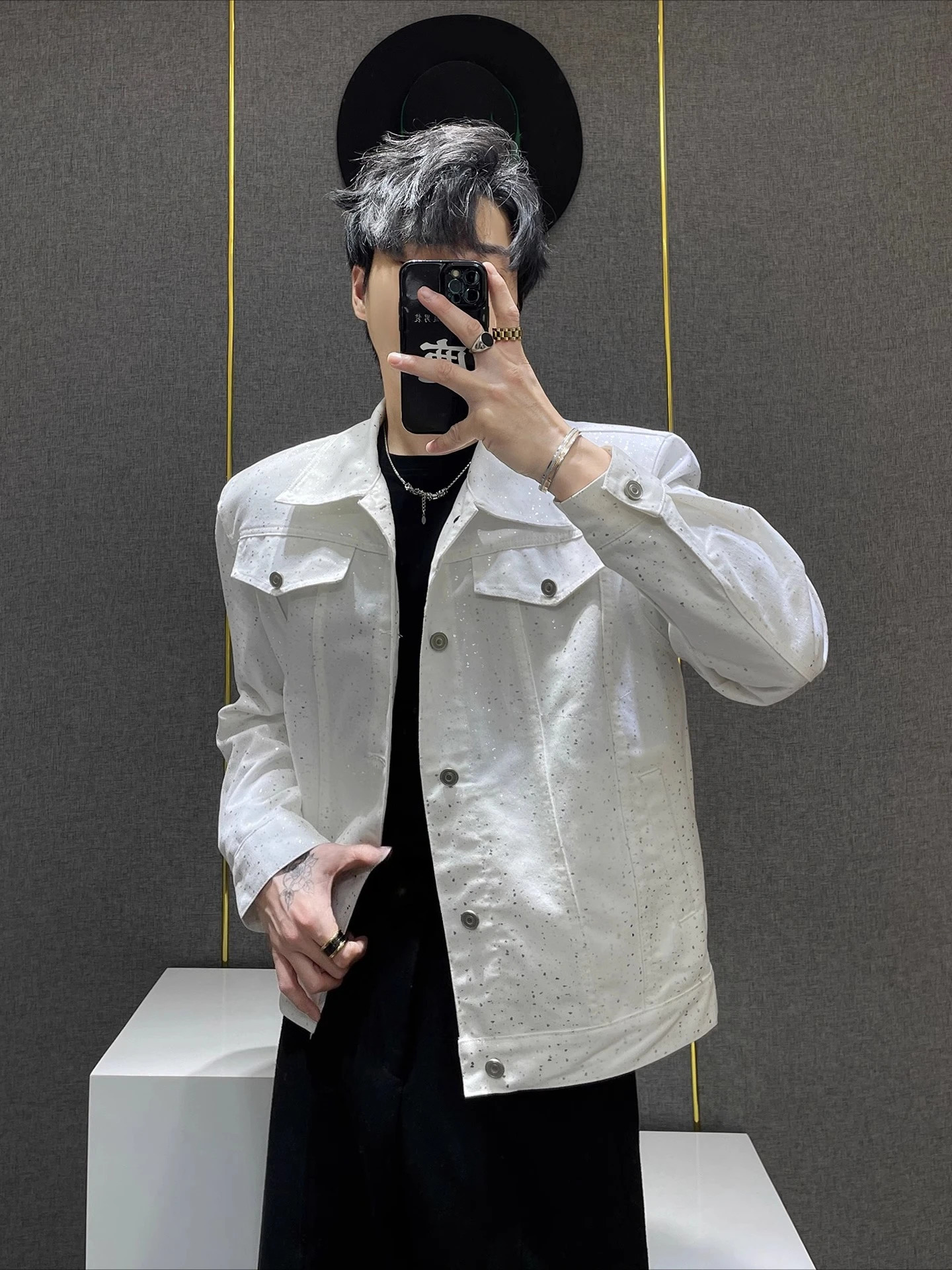 Mens Highend Starry Sky Diamond Denim Jackets Spring Autumn Niche Trendy Fashion Versatile Chic Coats 250614