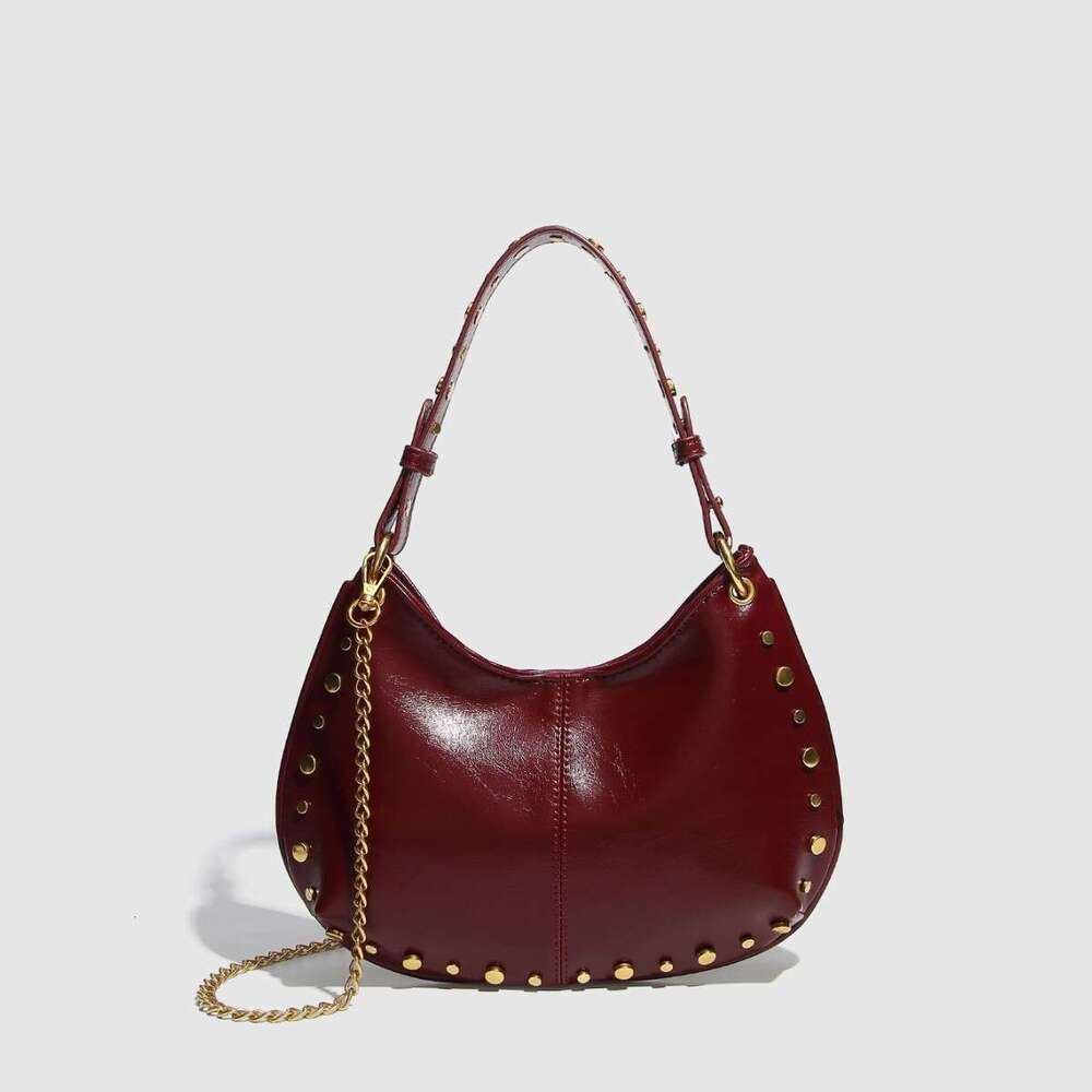 Free shipping designer bag Luxury ZR Home Spanish Women s New High end Studded Rivet Decorated Shoulder Magnetic Closure Underarm Crossbody Bag Handba