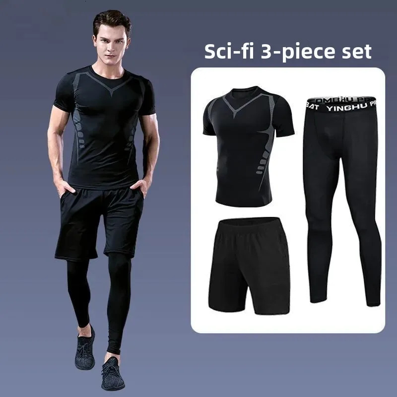 Summer Quick Dry Jacket Suit 14 piece Outdoor Fitness Running Sets Sports Jogging Absorbent Cool Lightweight Mens Clothing 250612
