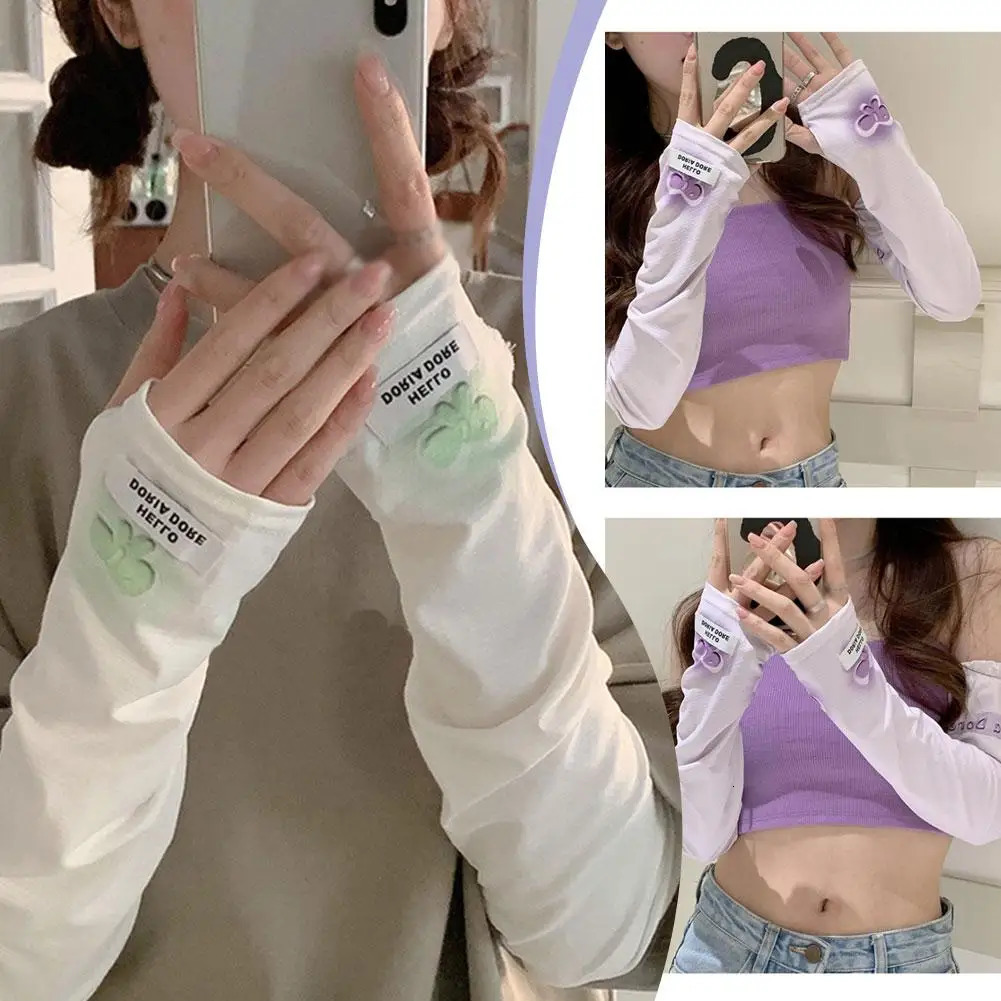 Ice Silk Sunscreen Bow Sleeves For Women Summer Outdoor Cycling Sunscreen Ice Sleeves To Protect Arms From UV Rays Thin 250610