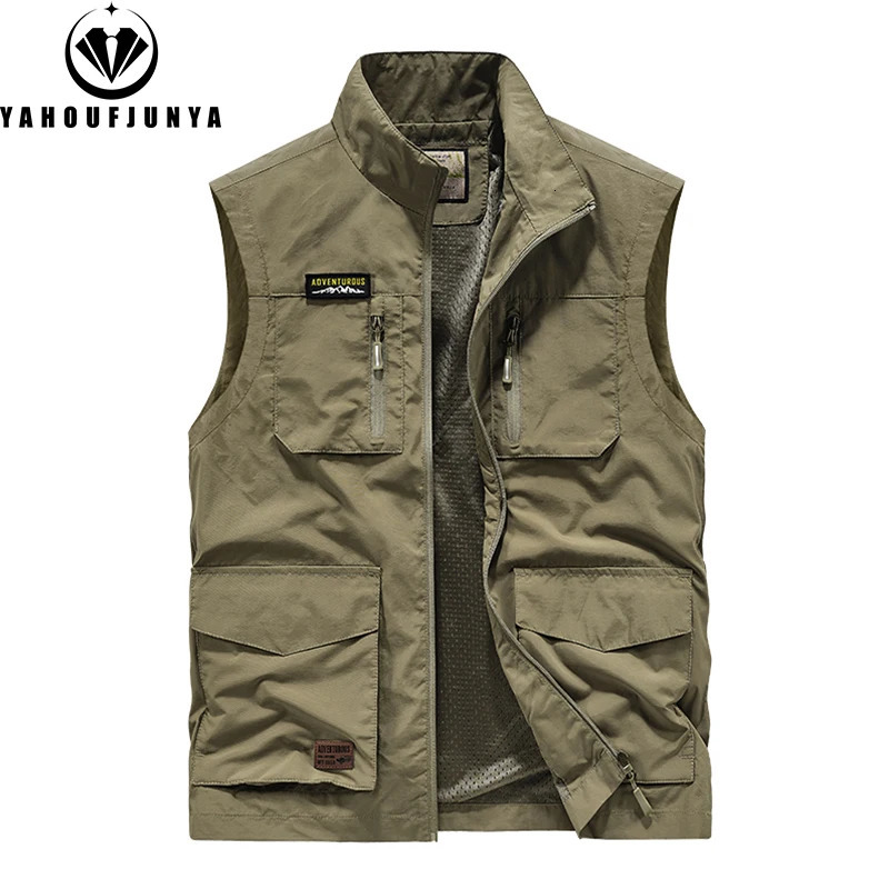 Summer Men Sleeveless Outdoor Leisure Stand Collar Vest Solid Color Breathable Loose Thin Male Waistcoat s 250614