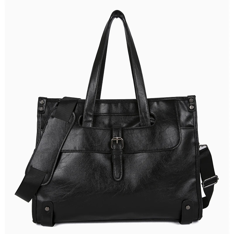 High quality mens solid color PU leather large capacity tote bag handbag briefcase laptop bag bolsos para hombre sac a main 250614