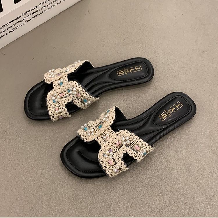 Free Shipping 2025 New Fashionable Designer Sandals Luxurious Versatile Classic Flat Slides for Womens Sandals Girl Blue Pink Embroidery Slipper Outdo