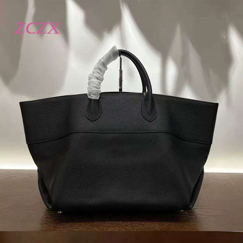 2025 new top layer cowhide large capacity tote elegant ladies' hand-held briefcase commuting shoulder bag