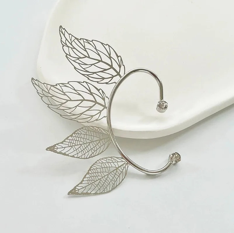 Personalized simple fashionable sparkling hollow leaf earrings song special style original ear clip womens accessory 250610
