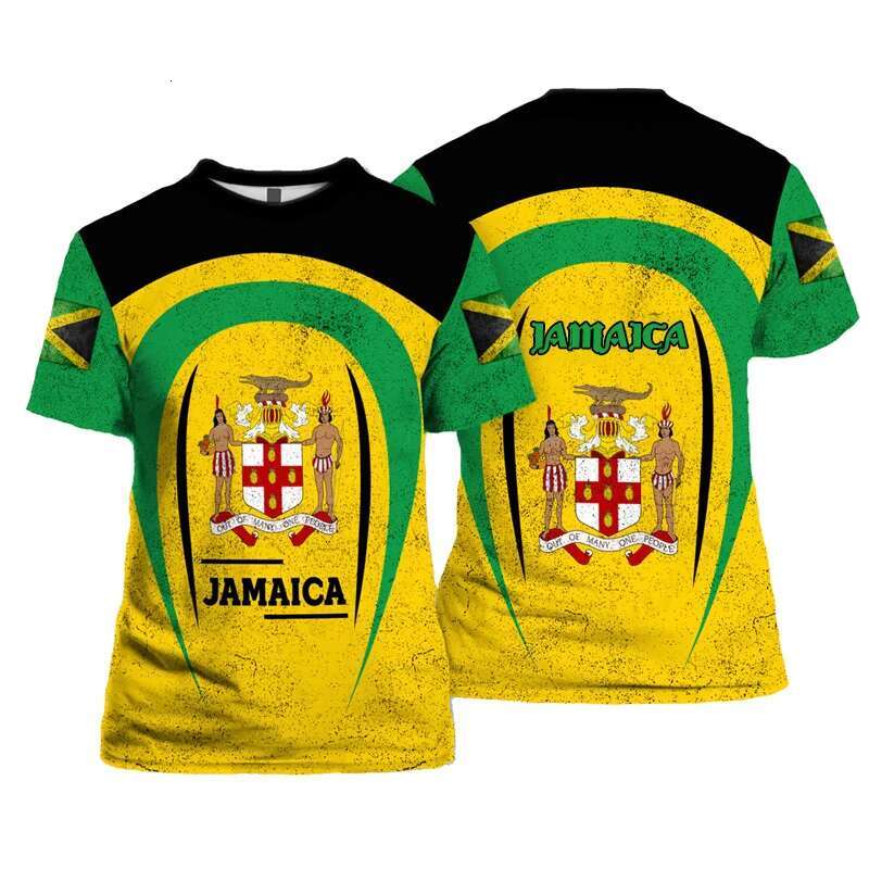 Jamaica Flag Lion Emblem Graphic T Shirt For Men Clothing 3D Jamaican Pride Printed T-Shirt Tops Tee Shirts Fashion Short Sleeve