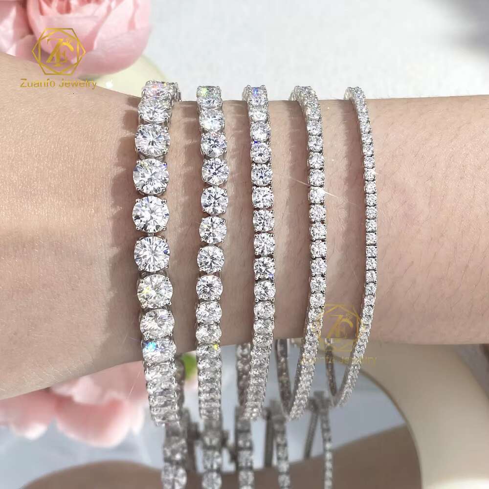 Factory High Quality Custom Jewelry 10k/14k Gold Heavy Tennis Link Chain Bracelet with Lab Grown Diamond for Wedding Gifts