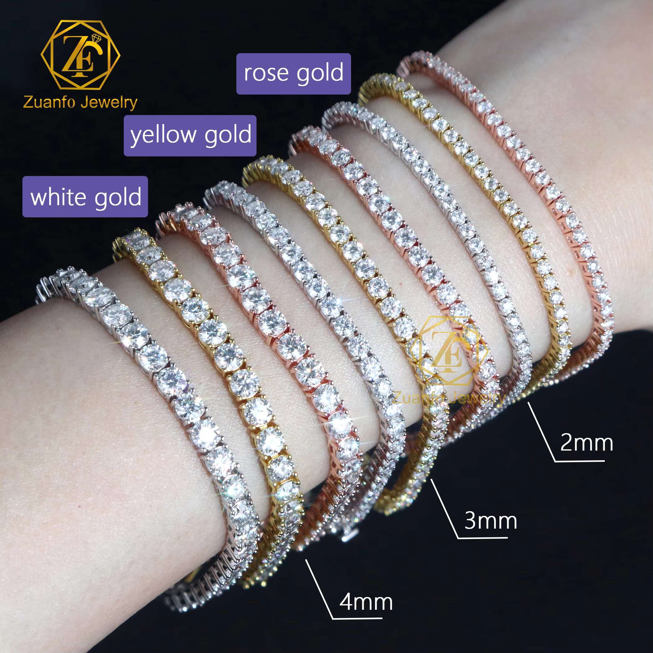 In Stock Tennis Necklace 925 Silver Mounting Ice Out 2mm 3mm 4mm 5mm 6.5mm Semi Moissanite Tennis Chain Mens Hop Jewelry