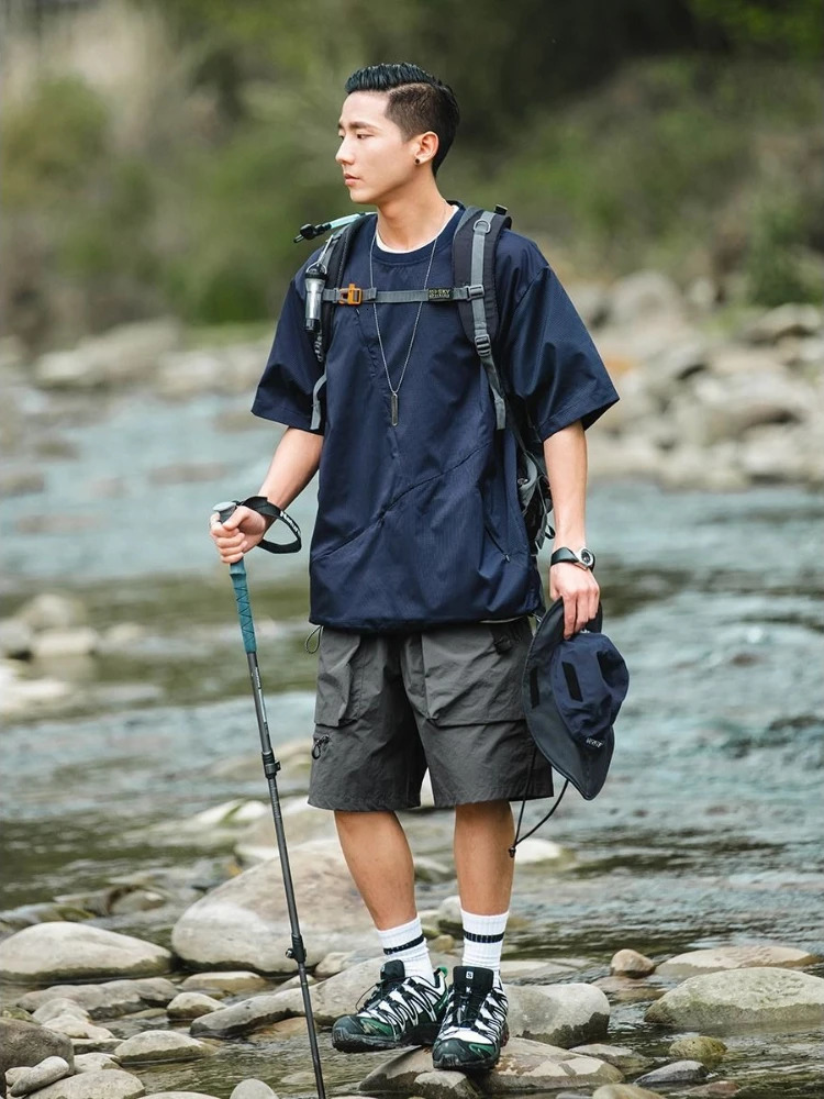 Mens Cargo Shorts Black Loose Quickly Do with Zipper Male Short Pants Nylon Casual Y2k Cotton Wide Clothing Comfortable In 250614