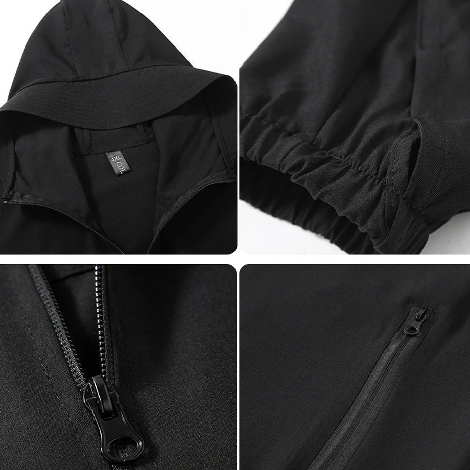 Summer Cool Thin Jacket Men 12XL Plus Size Sunscreen Jackets Male Fashion Casual Solid Color Fishing Camping Big Size 250614