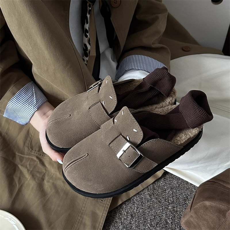 hot free shipping designer slippers for woman winter new Indoor outdoor Snow boots keep warm vintage brown khaki Plush sandals