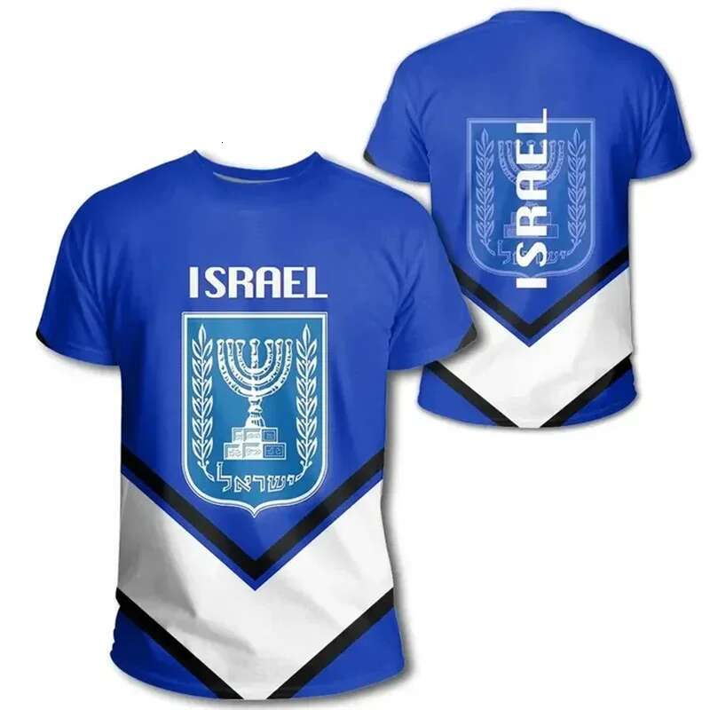 Israel Flag Mens T-shirt 3D Printed Israelis National Emblem Tops Short Sleeve O-Neck Oversized Sports Tee Shirt Mens Clothing