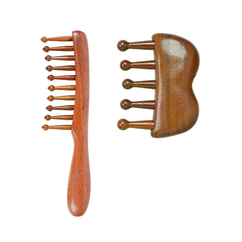 Natural Wooden Comb Meridian Massage Anti-static No-snags Wide Tooth Comb For Women Girl Straight Curly Hair 250612
