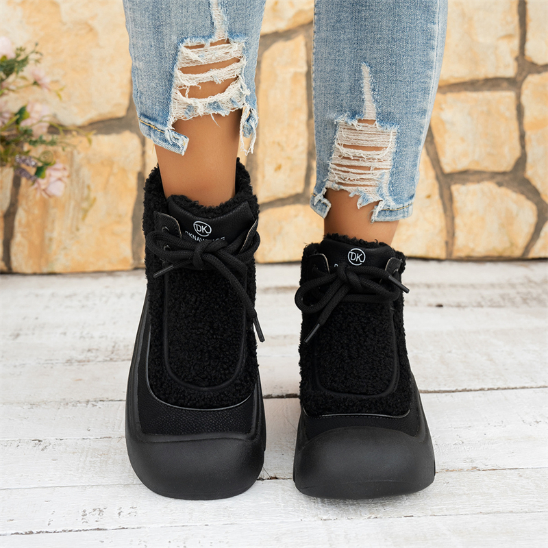 hot Free shipping designer Boots for woman cotton shoes winter new thick soled plush Solid Fashion Boots classic vintage black brown grey snow boots