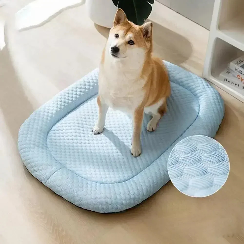 1PCS Summer Dog Bed Cat Cushion Puppy Sleep Nest for Small Medium Large Dog Cat Ice Silk Cool Mat Pet Kennel Cooling Bed 250614