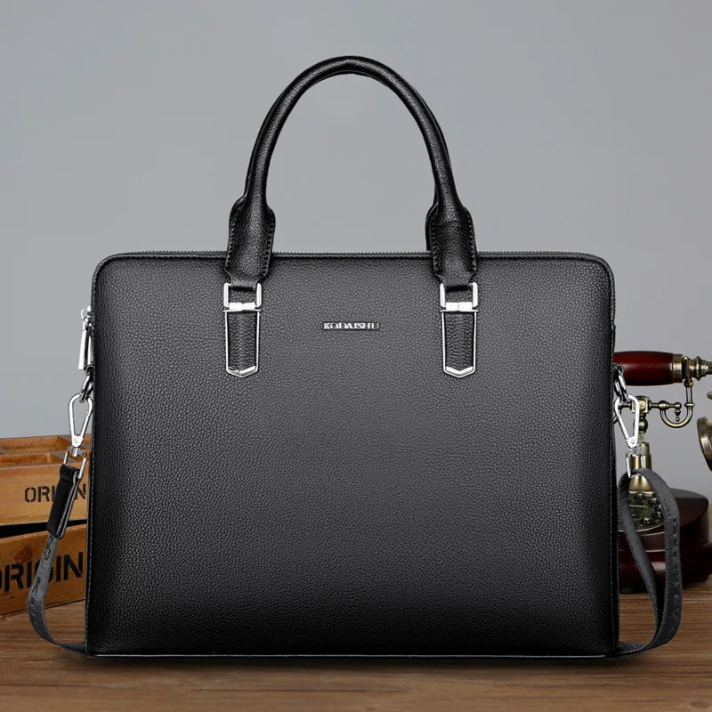 Cow Genuine Leather Business Mens Briefcase Male Briefcase Shoulder Bag Men Messenger Bag Tote Computer Bags 250614