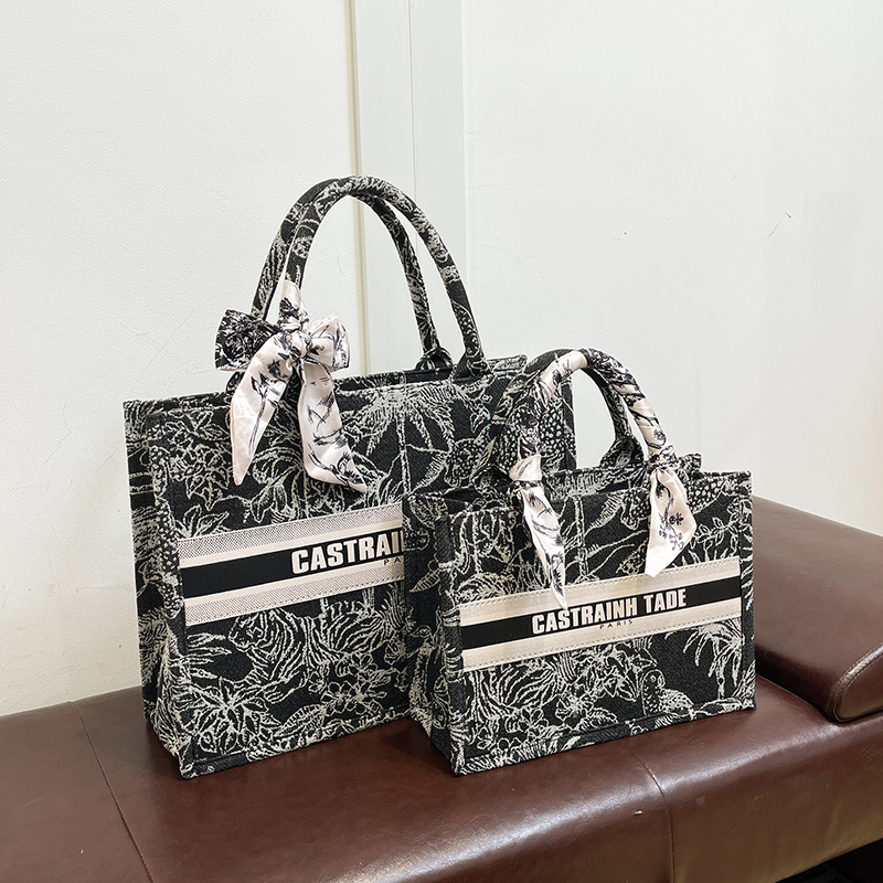 designer Fabric Print Tropical Rainforest Handbag Tote Bag for Women 2025 New Retro Large and Small Shoulder Bag