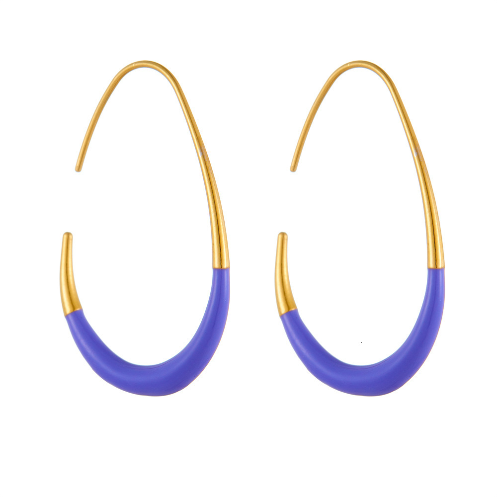 Trendy Fashion Personality Exaggerated Oil Drop Large Hoop for Women Design Titanium Steel Non-Fading Earrings