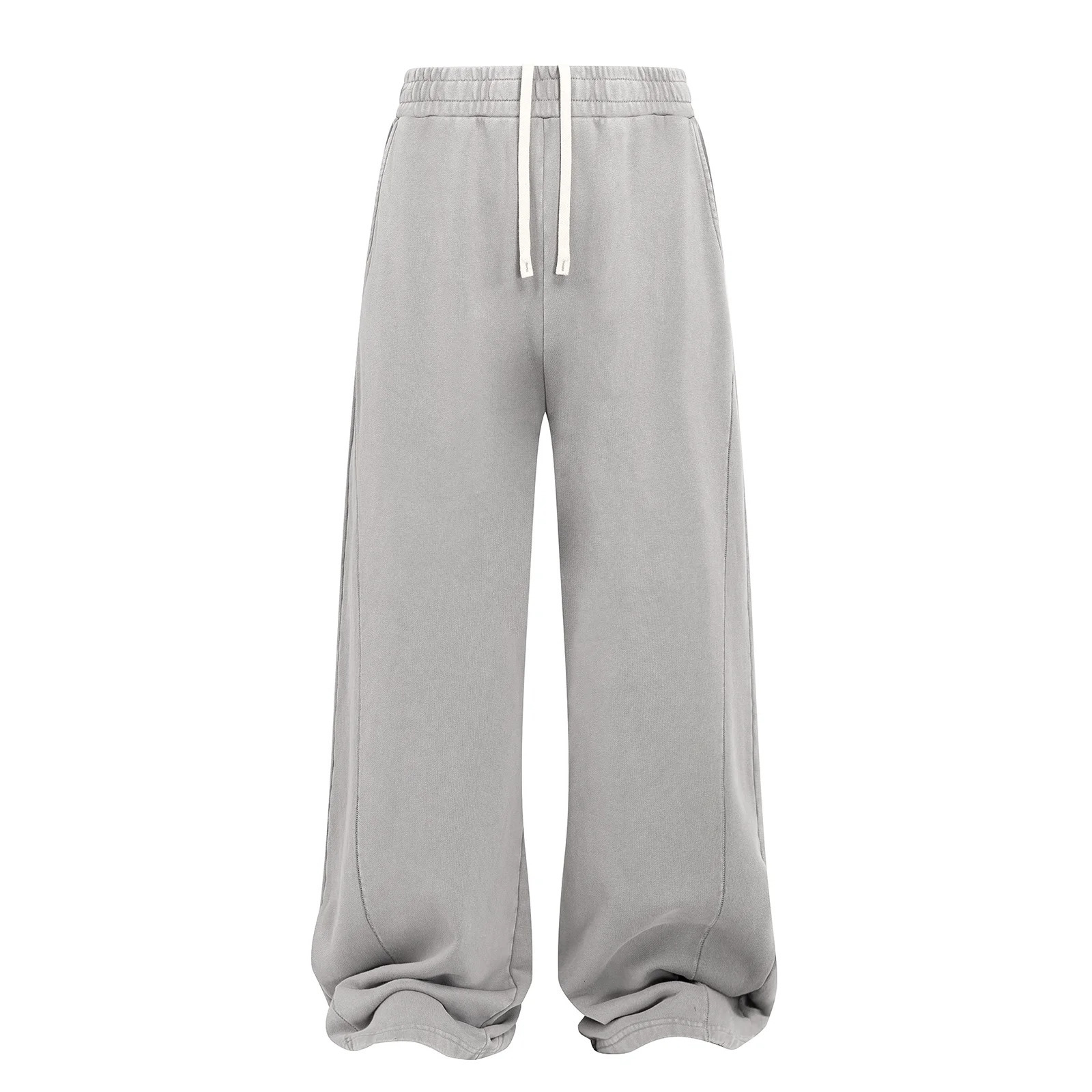 European and American Snowflakes Washed Ultra Baggy Sweatpants Vintage Raw Edges Drawstring Elastic Waist Athletic Joggers 250614