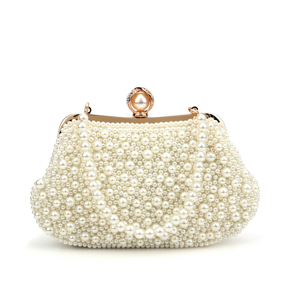 Shell Design Women Evening Bags Pearl Diamonds Small Clutch With Chain Shoulder Handbags Wedding Party Lady Purse 250614