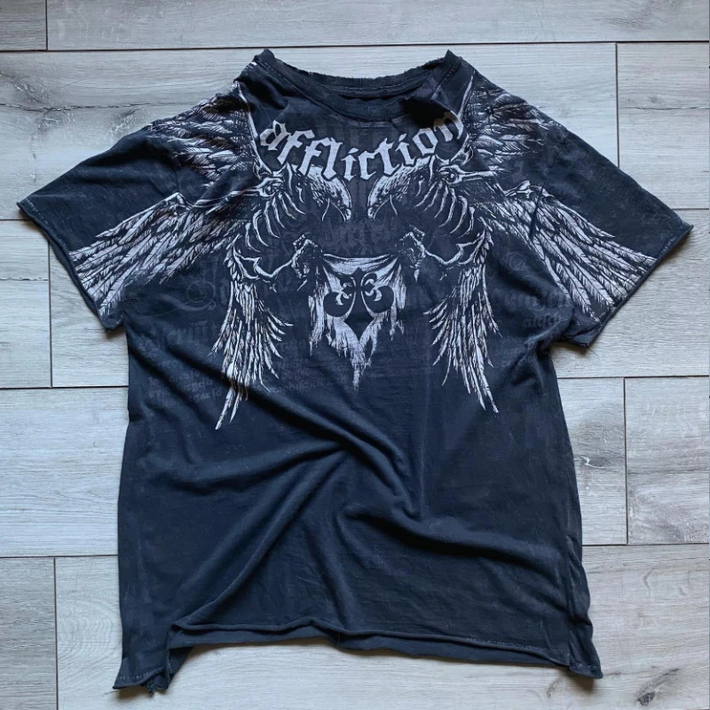 Y2K Streetwear Campus Retro Style Harajuku Pattern Classic T Shirt Oversized Loose Men and Women Hip Hop Punk Casual Polo Tops 250614