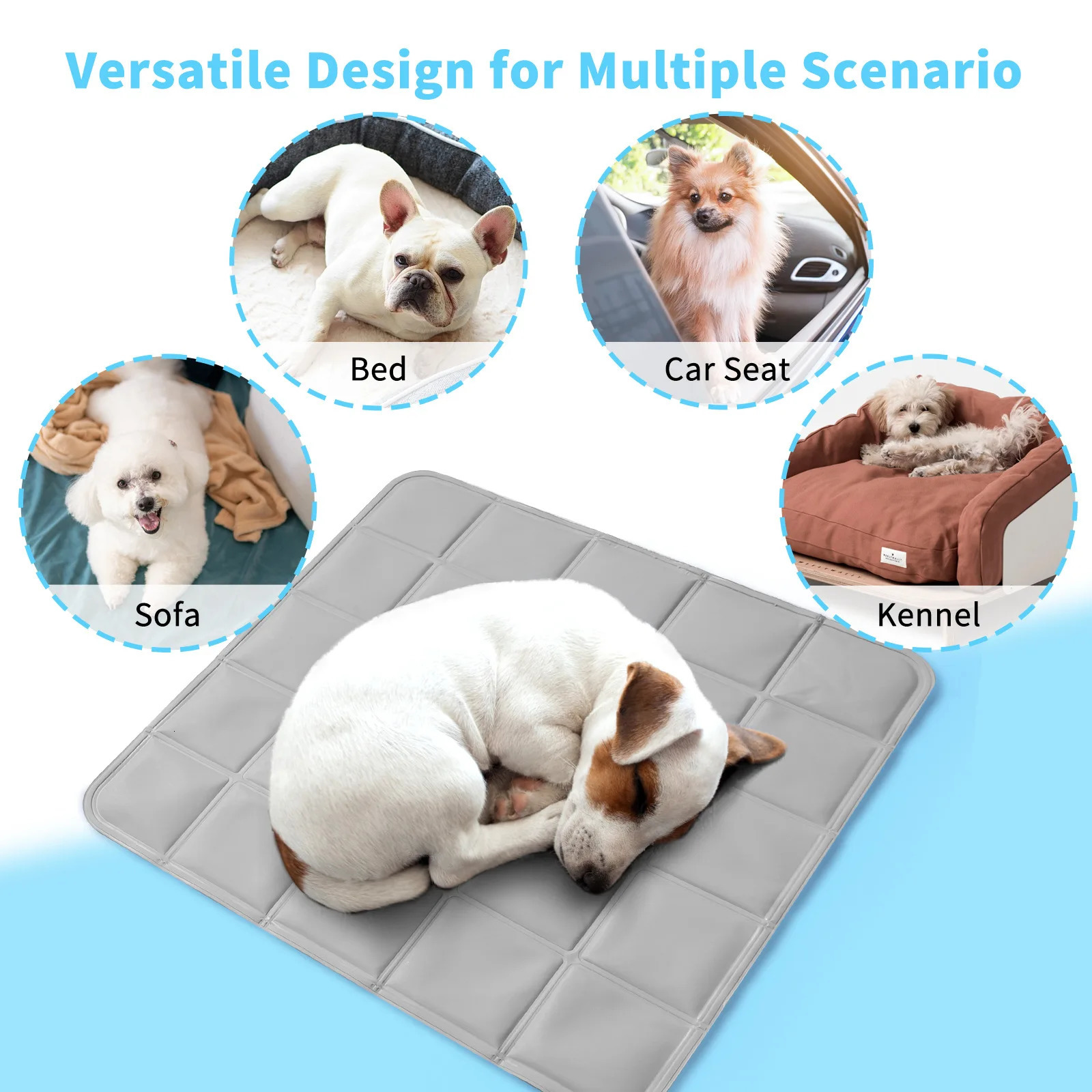 Ice Silk Cooling Mat for Dogs Cats - Breathable Summer Pet Pad Portable Foldable Dog Bed Cooler Lightweight Anti-Slip 250614