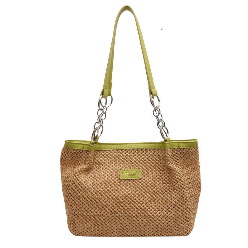 Straw Women, Large Capacity 2024 New Style, Textured Woven Shoulder Bag, Trendy This Year, Suitable for Class and Commute, Tote Bag