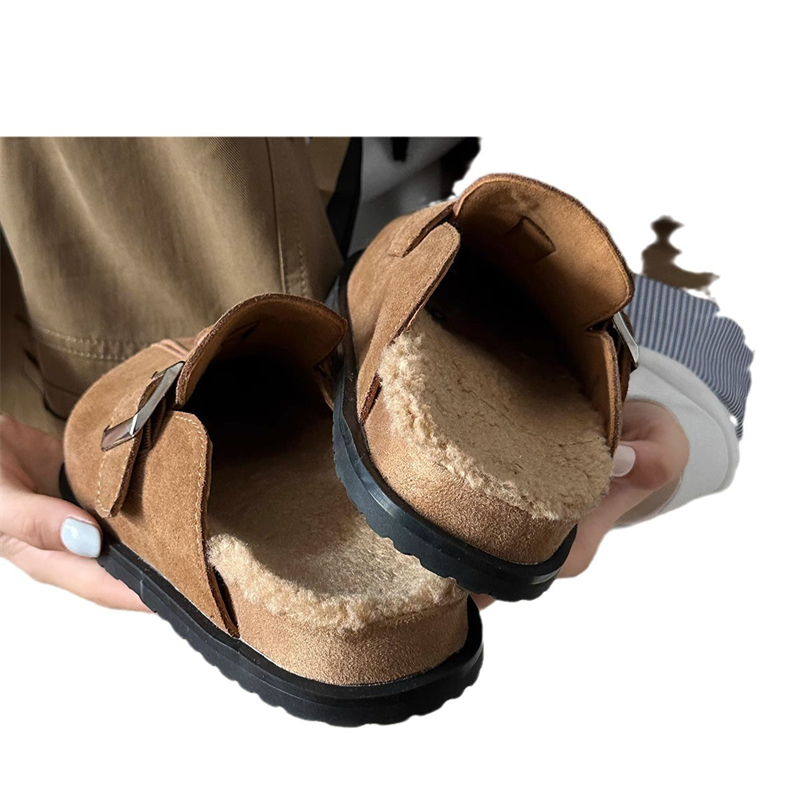 hot free shipping designer slippers for woman winter new Indoor outdoor Snow boots keep warm vintage brown khaki Plush sandals