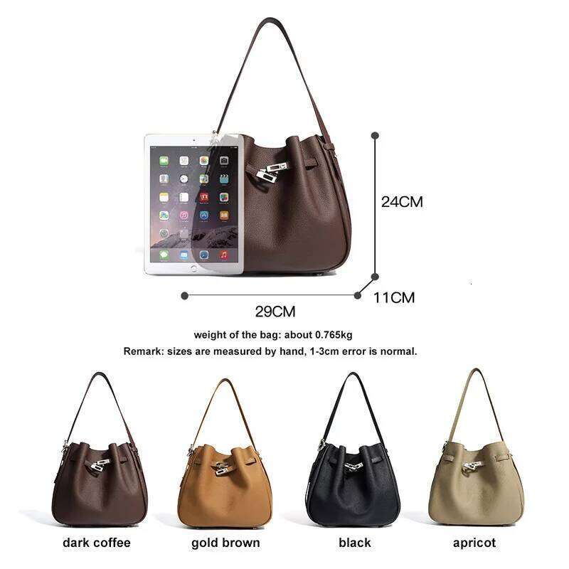 2024 Winter New Women Genuine Leather Underarm Shoulder Bag Lady Fashion Sier Hardware Messenger Girls Tote Female Handbag