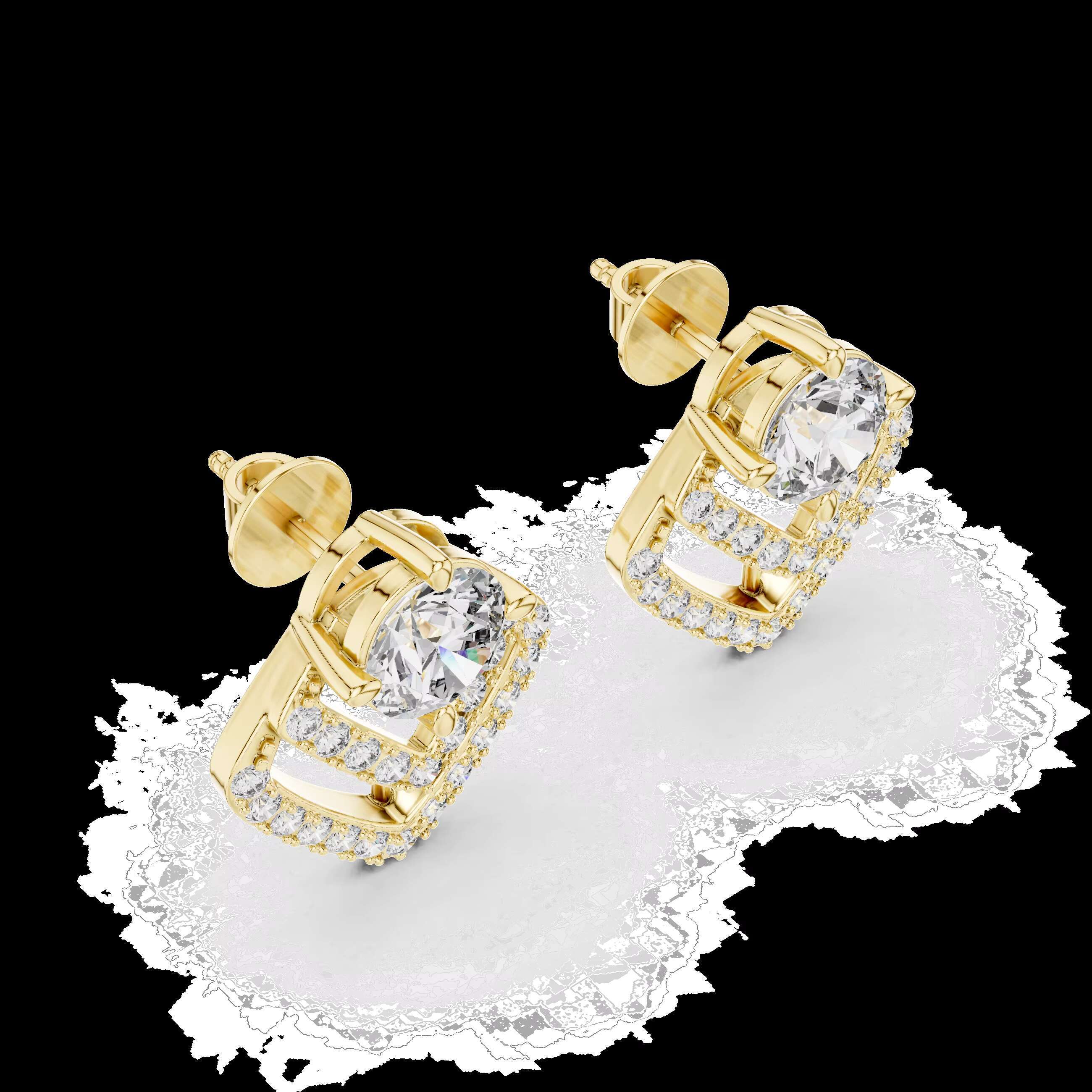 Handcrafted 14K Moissanite Earrings in Four Distinct Finishes Combining the Sophistication of Rose Yellow White Gold Silver