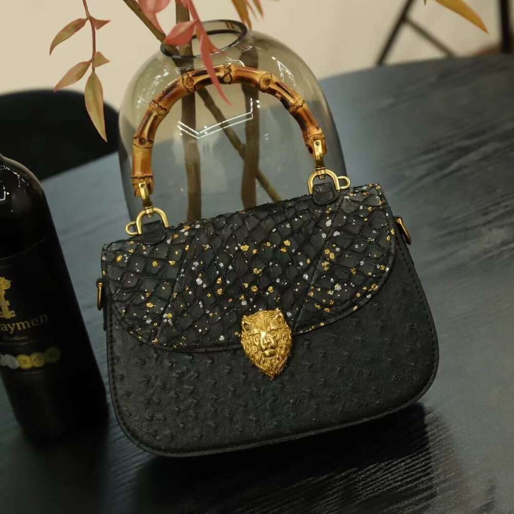 Genuine Bamboo High-end Leather Knot Handbag for Women 2025 New Niche Fashion Single Shoulder Crossbody Small Bag