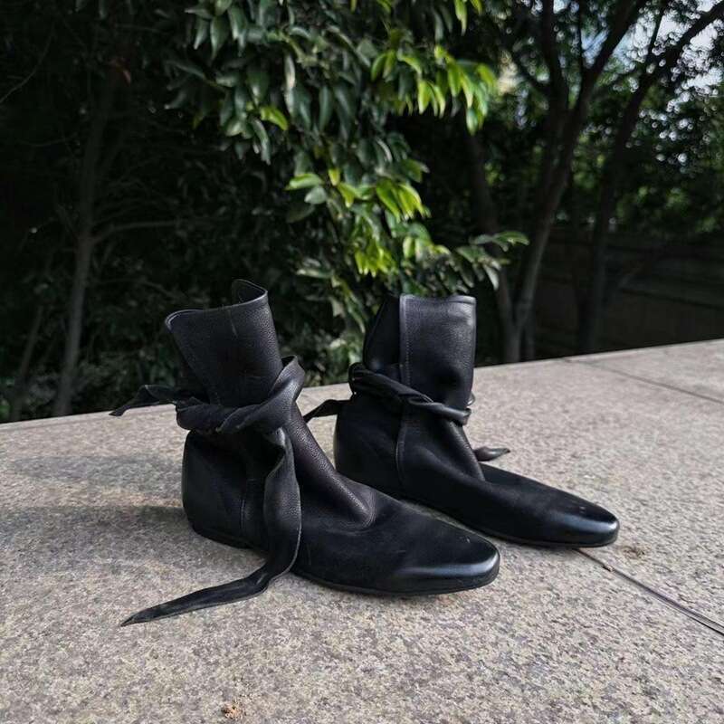 Niche Design NEW Bowknot Lace-up Ankle Women, Autumn Season, Distressed Flat Bare Boots, Single Boots for Women