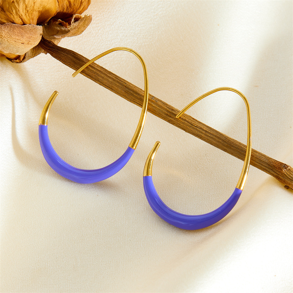 Trendy Fashion Personality Exaggerated Oil Drop Large Hoop for Women Design Titanium Steel Non-Fading Earrings