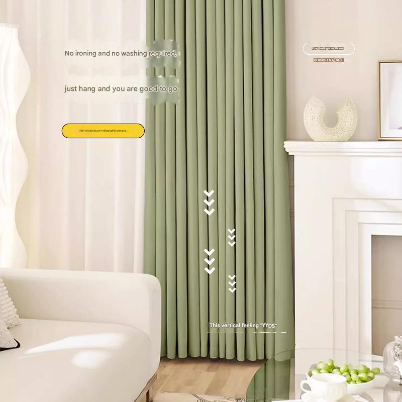 T0520 full blackout chenille Shaoxing curtain fabric wholesale non-coated non-red cream style bedroom insulation curtain finished product