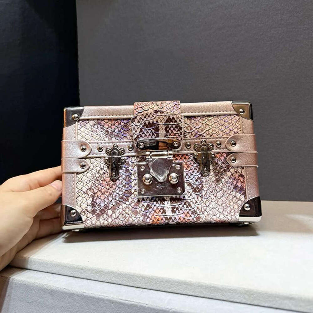 Genuine Leather Snake High-End Pattern Handbag Box for Women 2024 New Luxury Shoulder Crossbody Bag