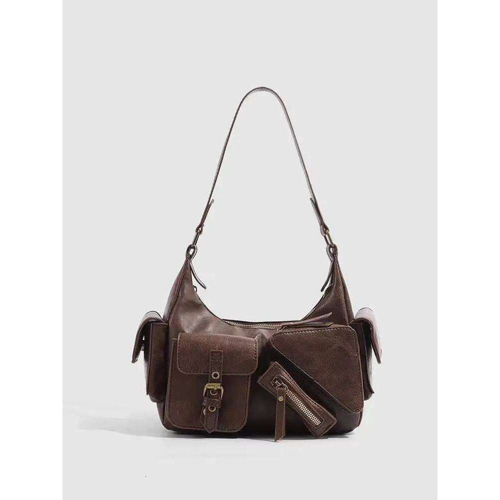 JIAERDI Retro Y2k Underarm Bag Purse Women High Street Leather Chic Brown Handbag Ladies Vintage Shoulder Bags Bolsos De Mujer