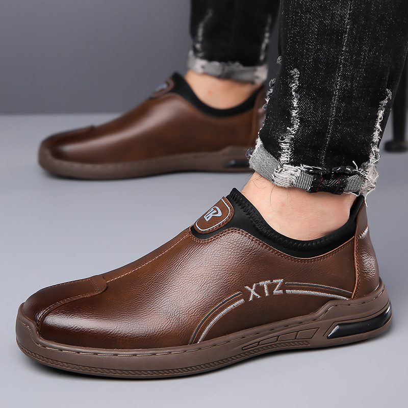 Men's Shoes 2025 Designer Shoes Spring New Free Delivery Of Sneakers Business Leather Casual Shoes Slip-on Lazy Shoes Non-slip Soft Sole British 