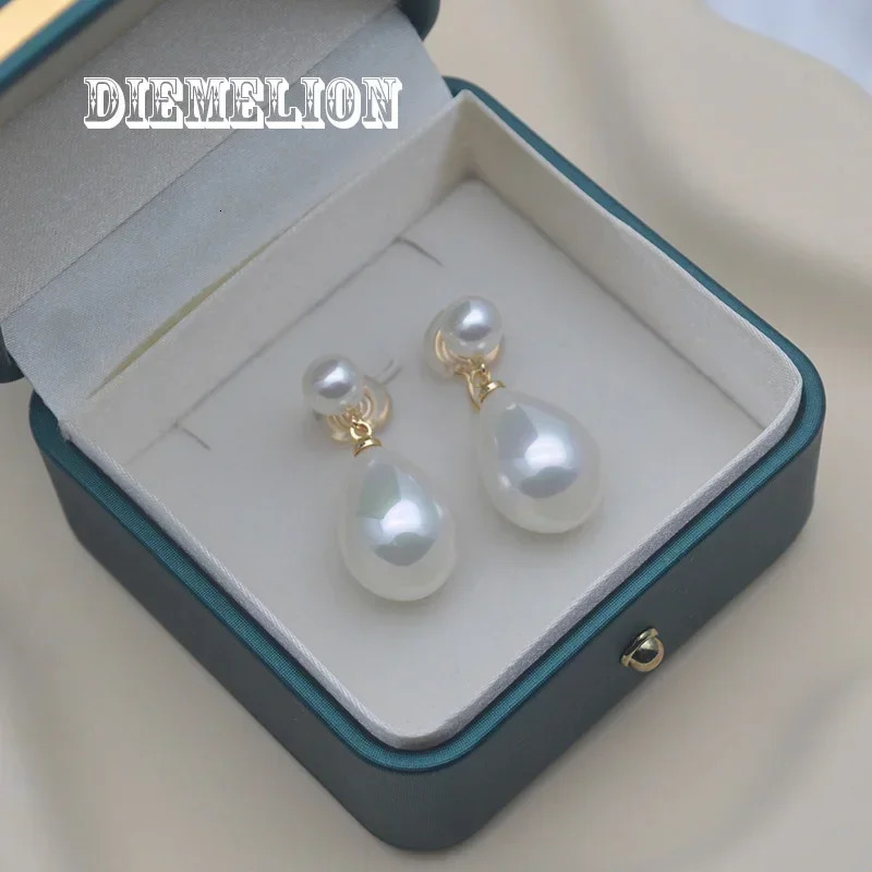 Classic High Quality Big Long Water Drop Shell Pearl Clip on Earrings Without Piercing for Women Wedding Party Ear Clips Gift 250610
