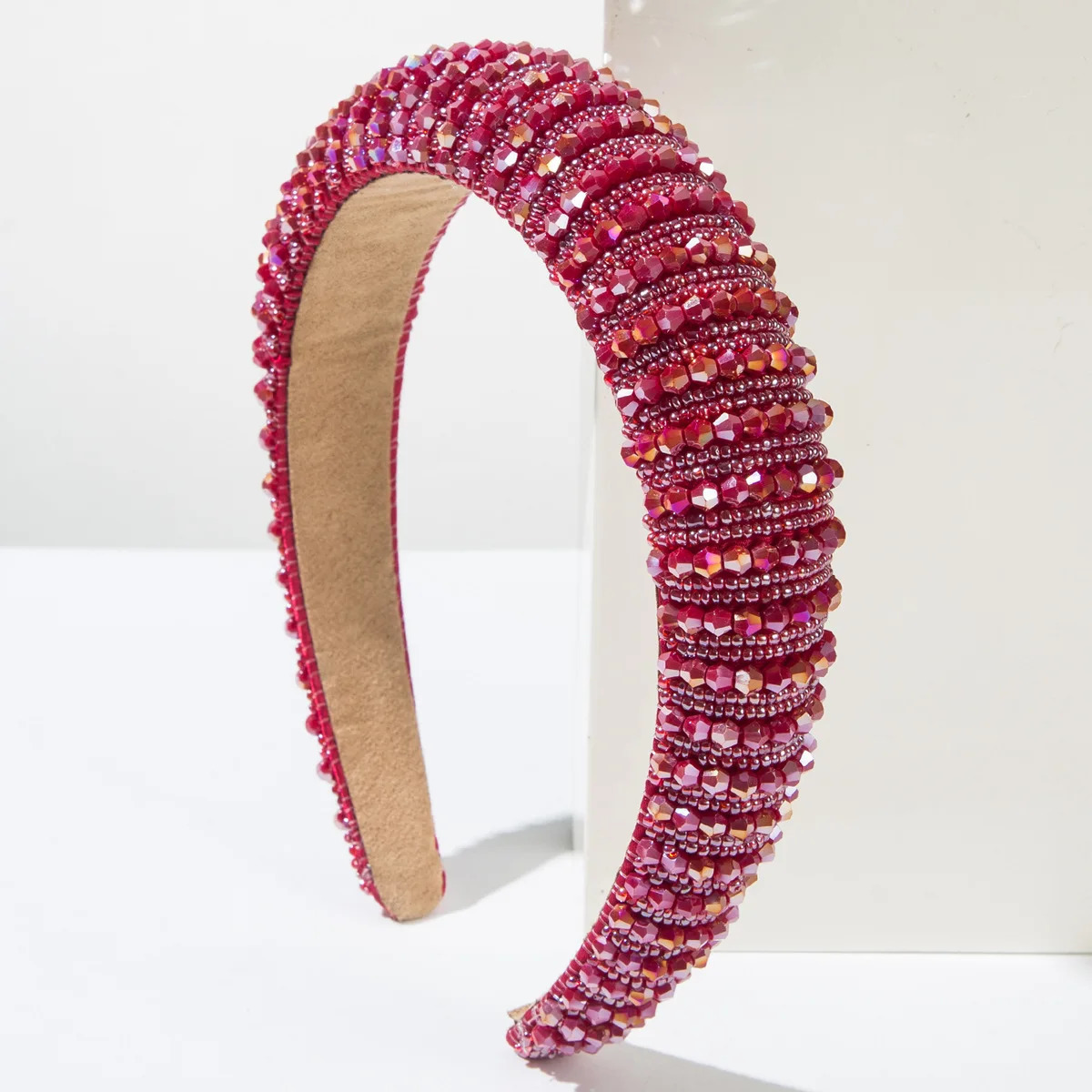 Rhinestone Padded Headband Crystal Diamond Beaded Glitter Headband Wide Edge Headwear Headpiece Gift Wedding Hair Accessory 250610