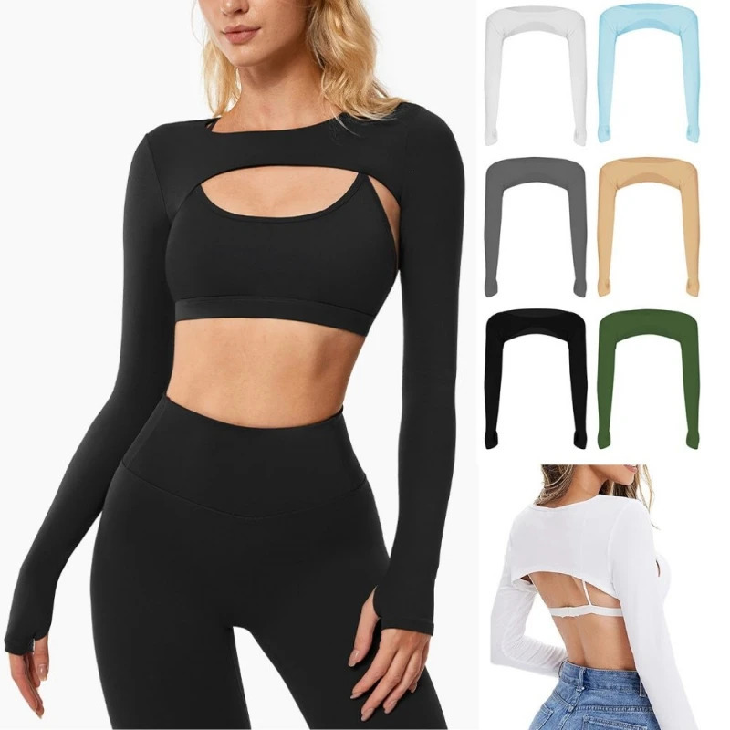 Summer Ice Silk Shawl Arm Sleeves One Piece Long Sleeved Cardigan Outdoor Sports Sunscreen Oversleeve Ladies Top Cropped Cape 250610