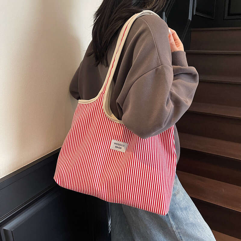 Fashion Large Capacity Tote 2025 New Niche Striped Simple Handbag Shoulder Commuter Women's Bag