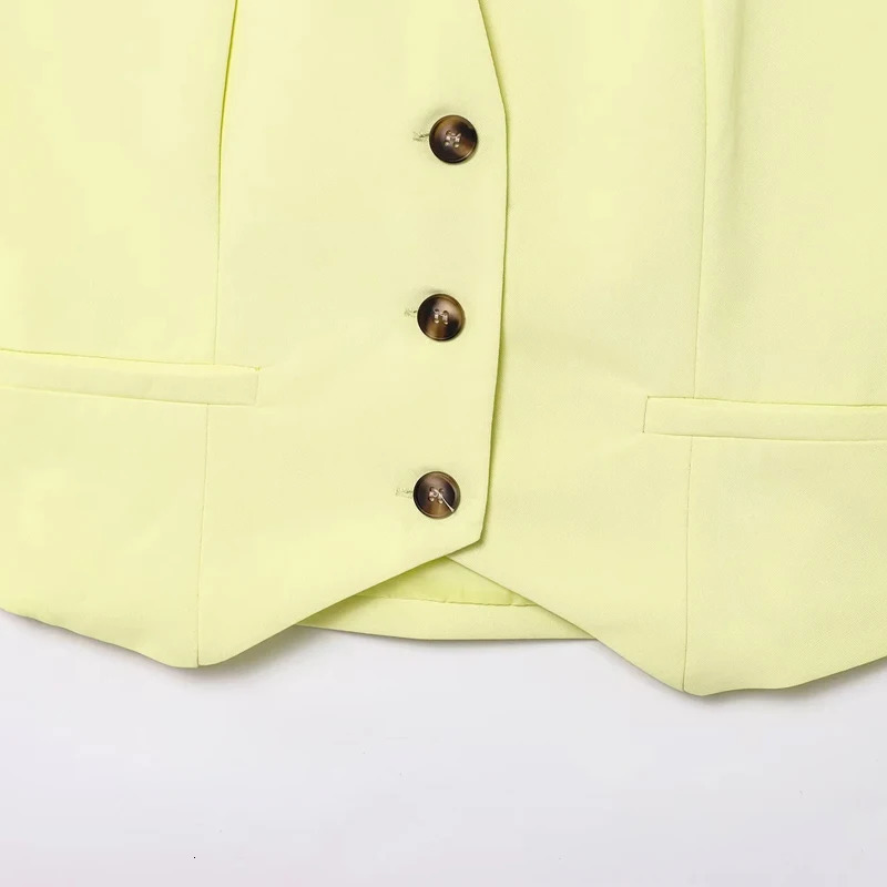 TRAF Yellow Elegant Pants Set 2025 Womens Spring Tank Halter Tops Wide Leg Fashion Casual 2 Pieces Trousers Outfit 250614