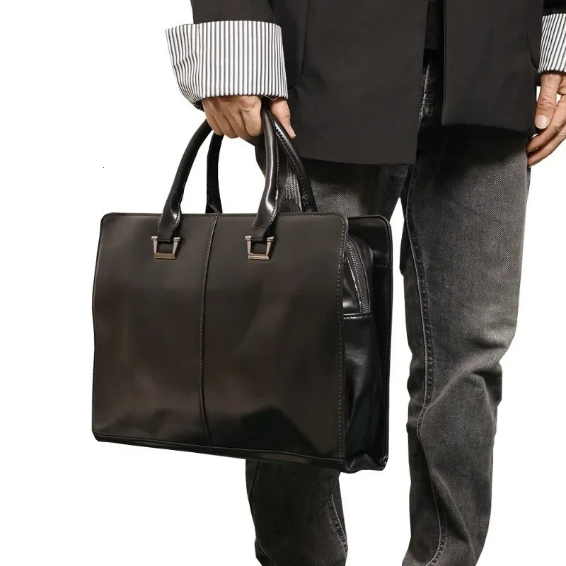 Fashion Handbag Men Business Laptop Bag Retro Mens Top-Handle Bags Crazy Horse PU Leather Briefcase Satchels Bags 250614