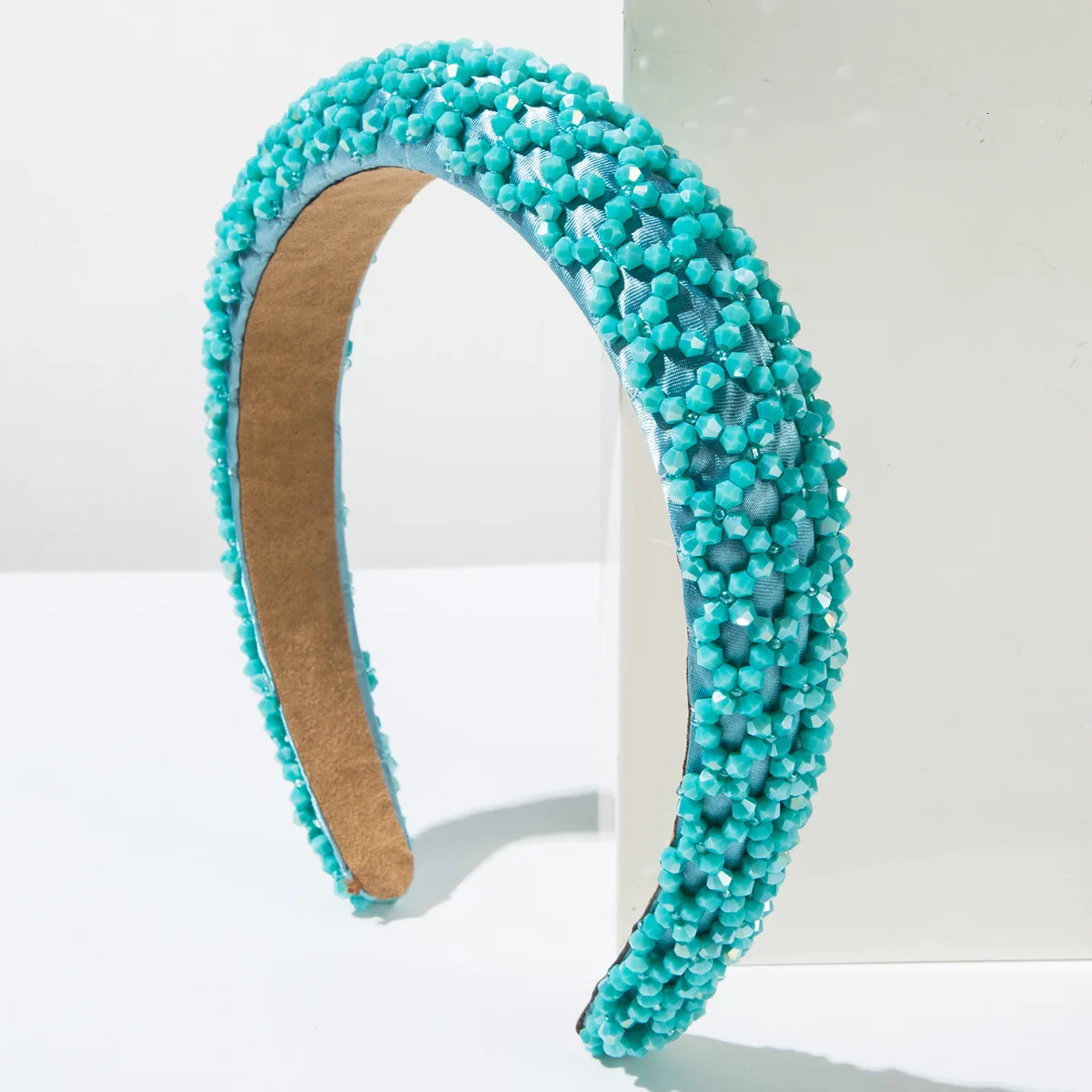 Full Diamond Hand-woven Beaded Headbands Crystal Grid Hair Accessories Women Trend Baroque Sponge Hairband Hair Band Headwear 250610