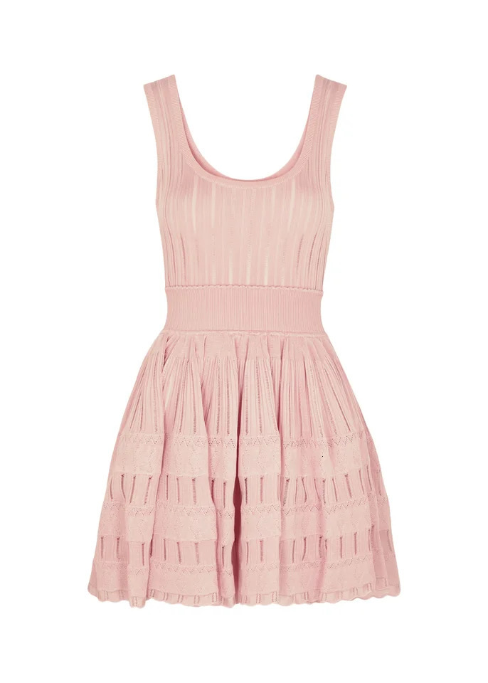 French y Solid Color Womens Elegant Chic Mini Sleeveless Tank Sexy Dress Ladies Resort Youth Knitted Dresses Clothes 250611