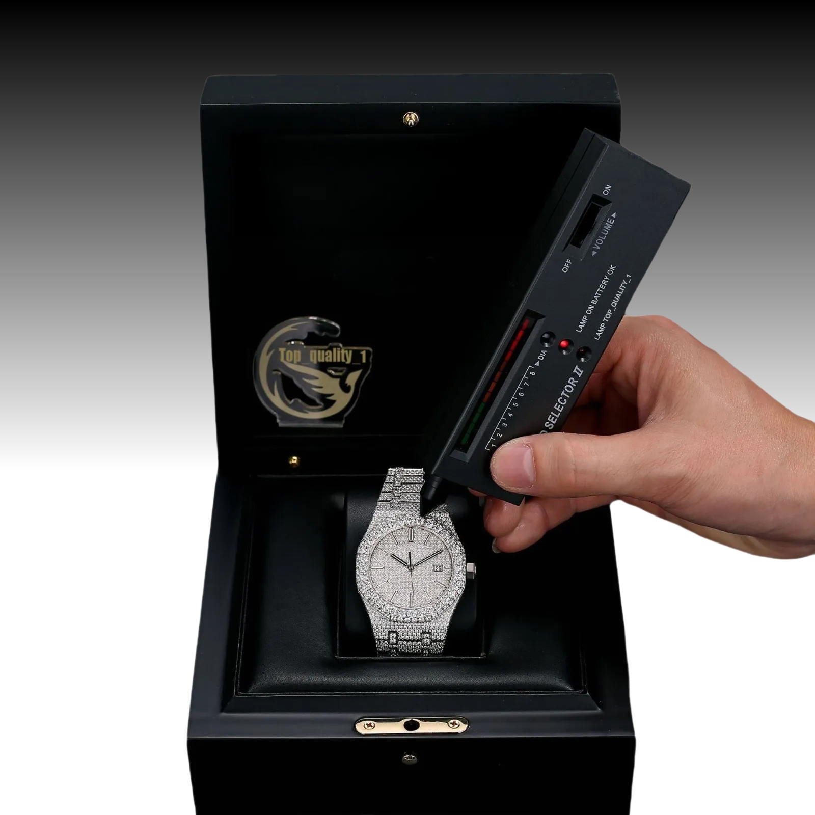 Fully Automatic VVV Moissanite Dia Studded Iced Out Hip Hop Buss Down Watch, Stylish wristwatch, Men's Women's Watches Fast delivery
