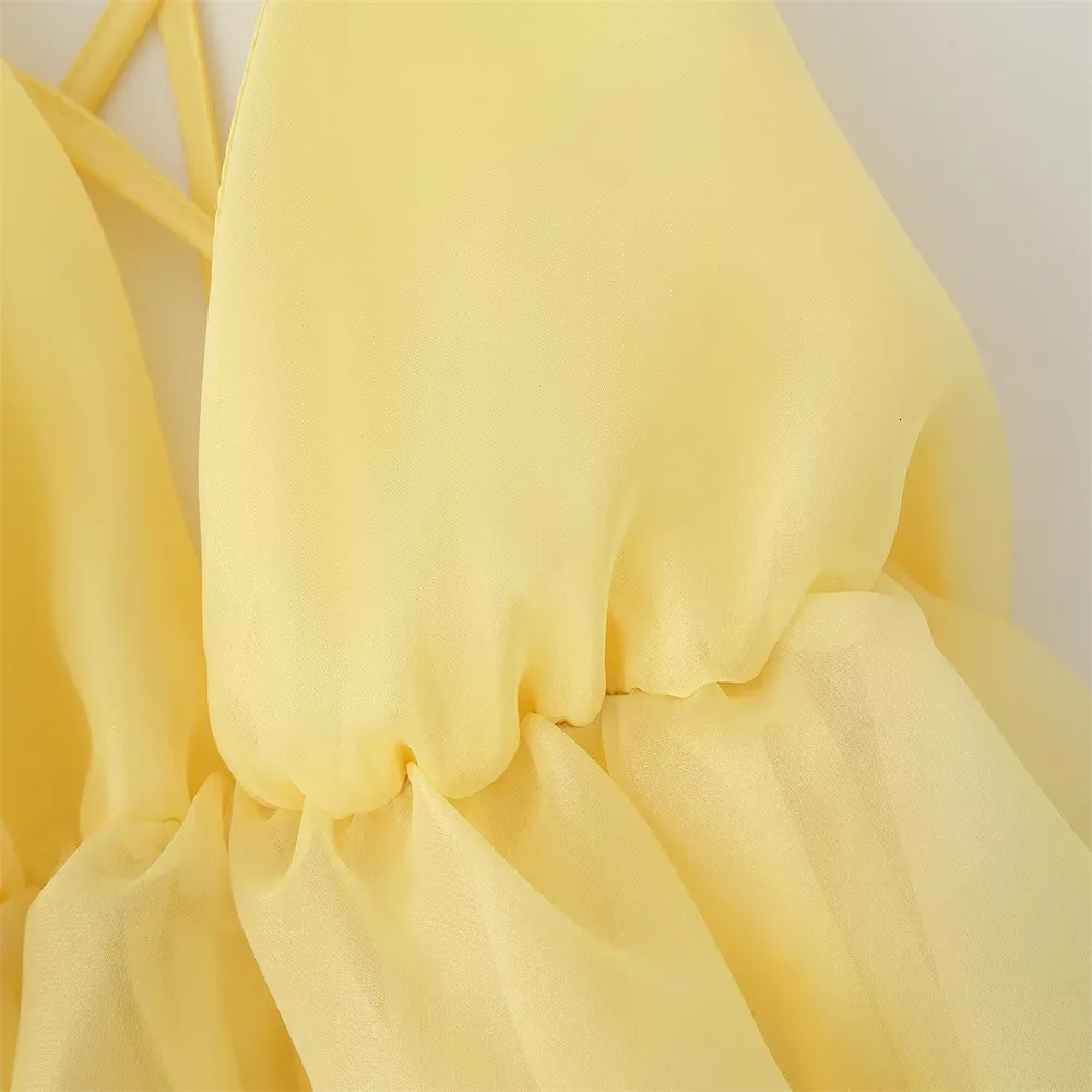 VEITCHE Summer Sexy Backless Women Dress Laceup Loose Pleated Hem Mini Sleeveless High Waist Vacation Party Dress 250611