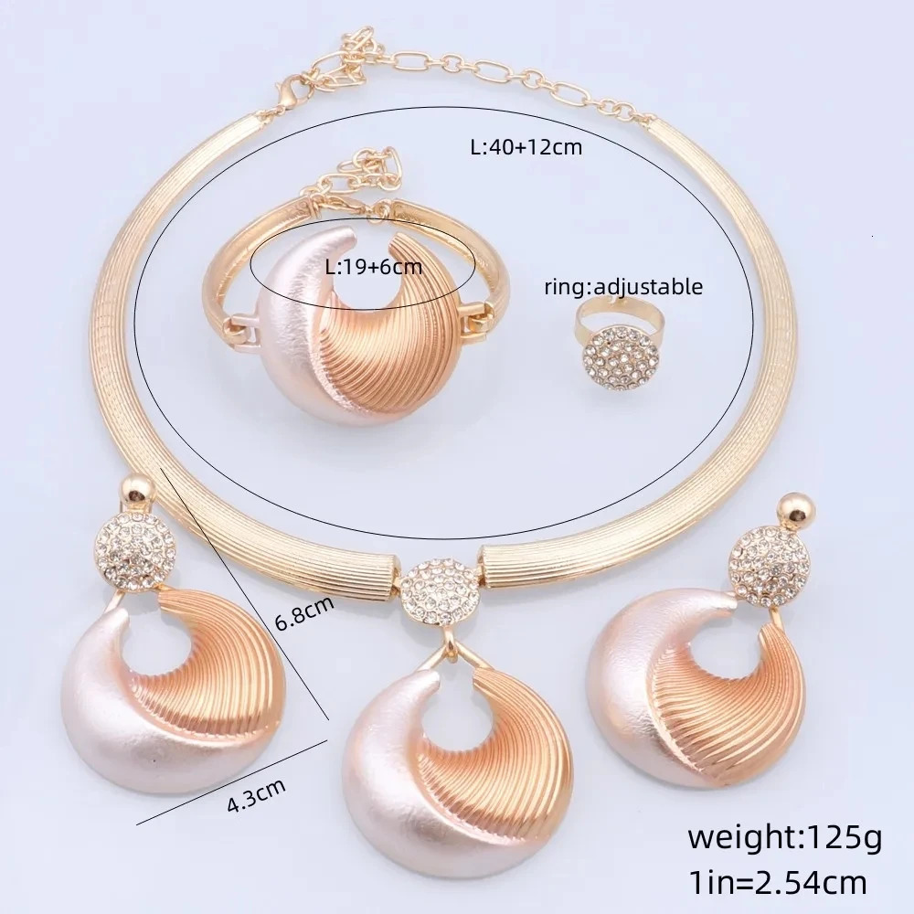 Dubai Jewelry Set For Women Silver Plated Necklace Earrings Bracelet And Ring Set Jewelry For Wedding Party Trending 250609